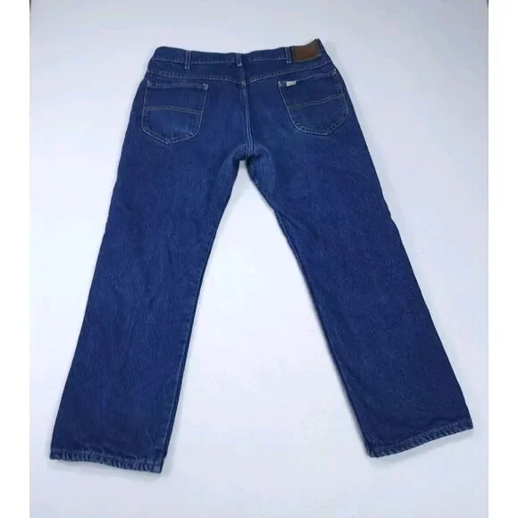 L.L. Bean Jeans‎ Mens 38×30 Vintage Blue Denim Flannel Lined Red Tartan Plaid
